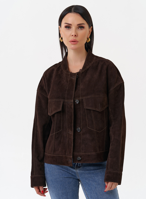 Куртка из замши коричневого цвета