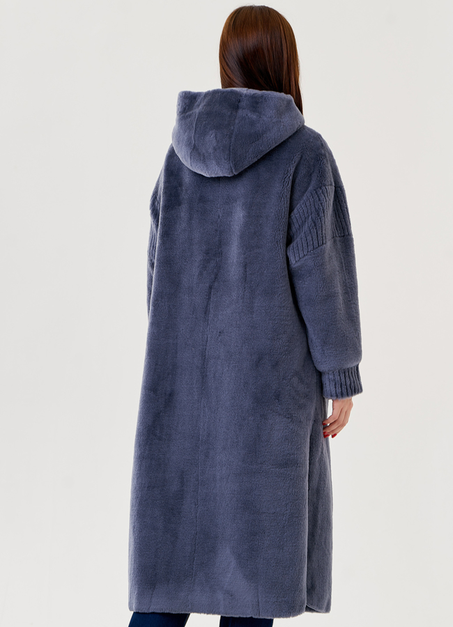 Женское пальто из шерсти с капюшоном  модель № 23522 универмаг малина