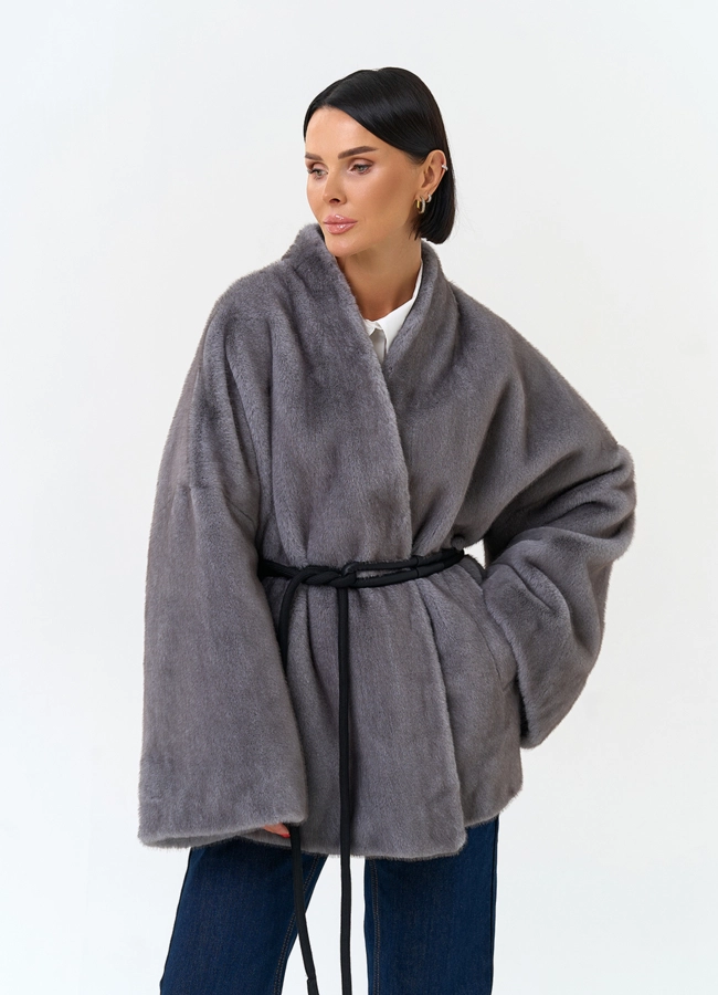 Женская шуба из эко меха модель № 33981 универмаг малина