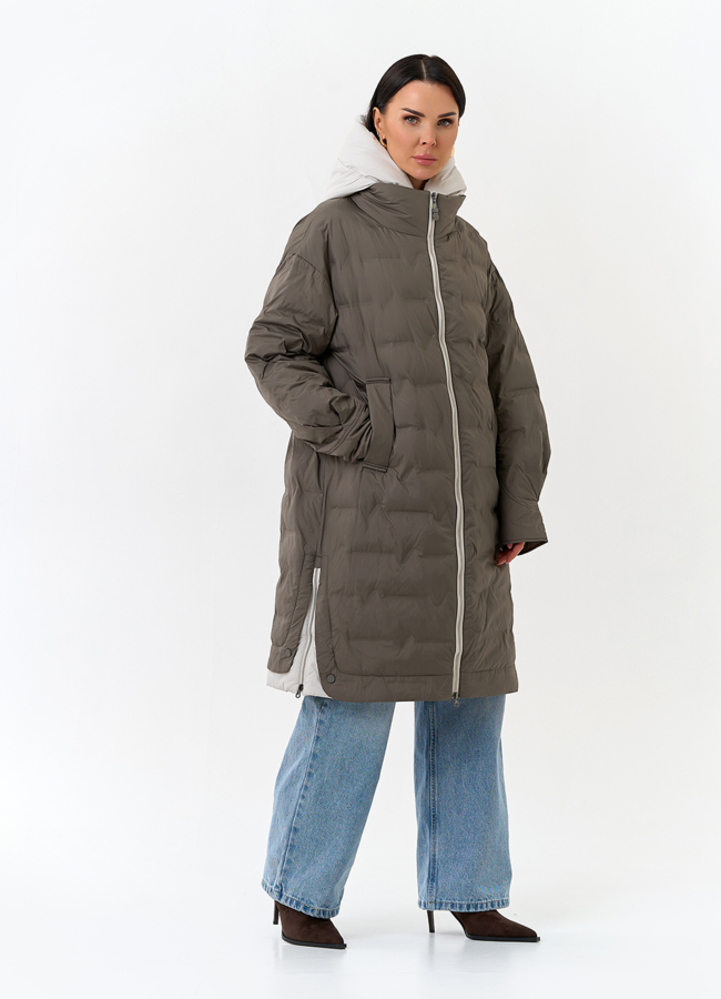 Женское утепленное пальто с капюшоном модель № 32798 универмаг малина