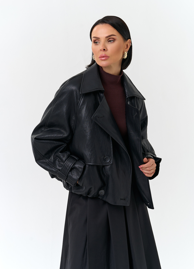 Женская утепленная куртка из эко кожи модель № 32842 универмаг малина