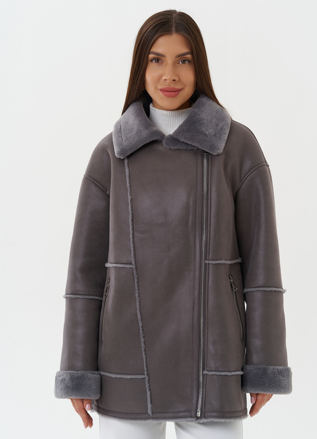 Женская дубленка из эко кожи модель № 27762 в рассрочку