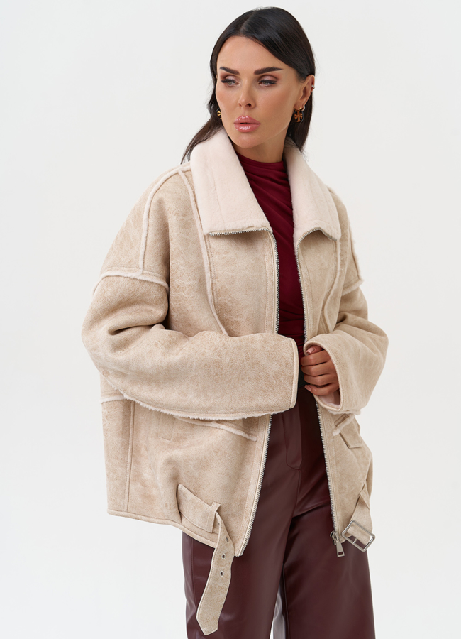 Женская дубленка из эко замши модель № 31283 в кредит