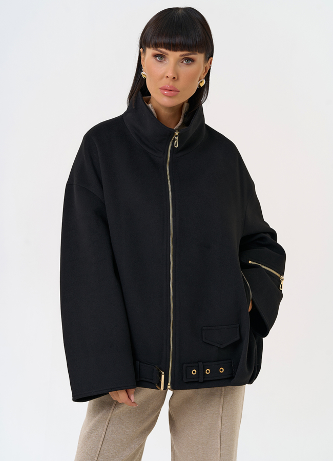 Женское пальто бомбер с воротником стойкой модель № 31554 меха малина