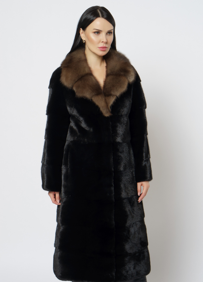 Шуба из норки с английским воротником модель № 23095 универмаг малина