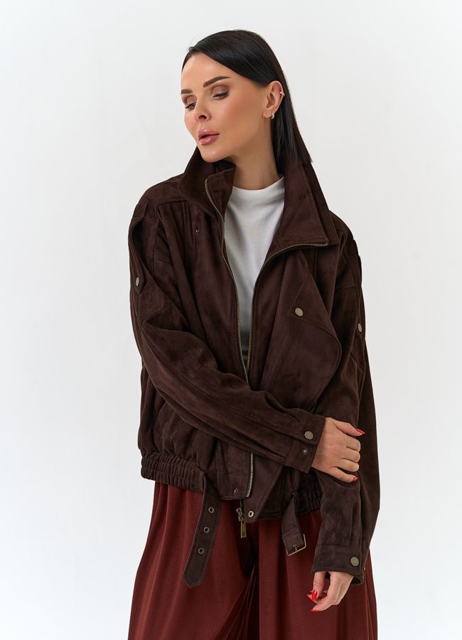 Женская куртка бомбер из эко замши модель № 33031 универмаг малина