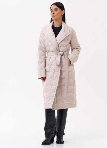 Женское утепленное пальто с английским воротником