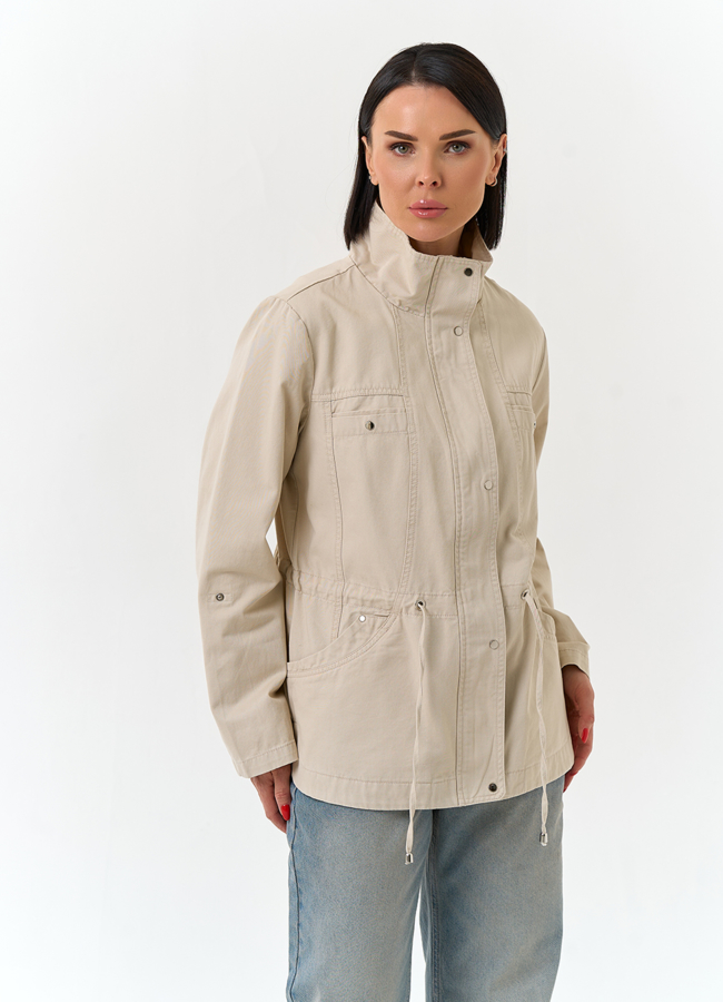 Женская ветровка с воротником стойкой модель № 33122 меха малина