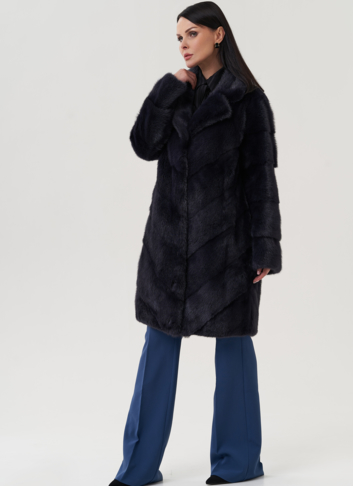 Шуба в цвете графит с английским воротником