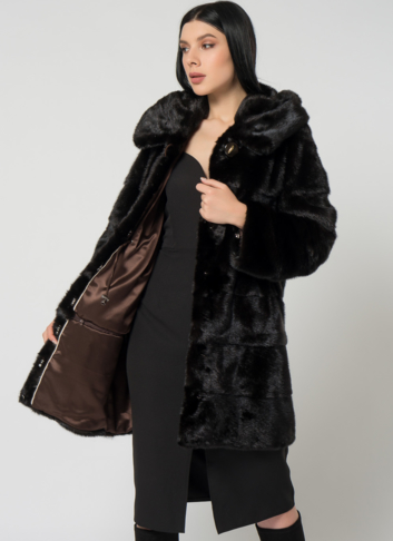 Норковая шуба с капюшоном