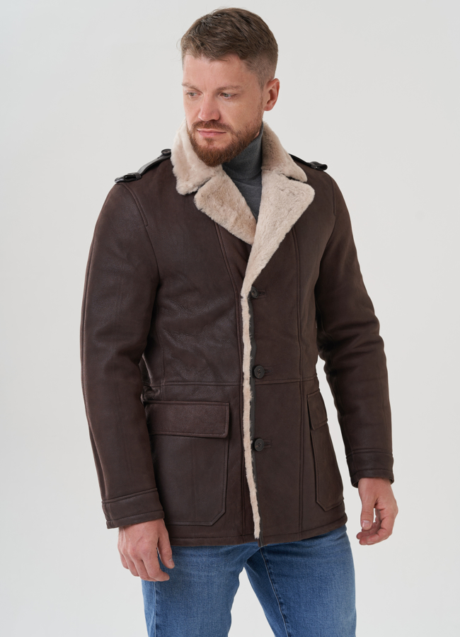 Мужская дубленка  модель № 81710 универмаг малина