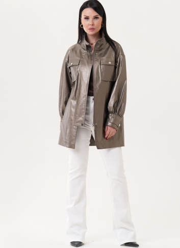 Женский жакет из эко кожи под бронзу