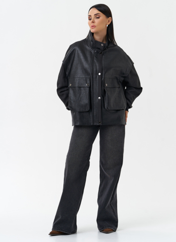 Куртка из эко кожи с воротником стойкой