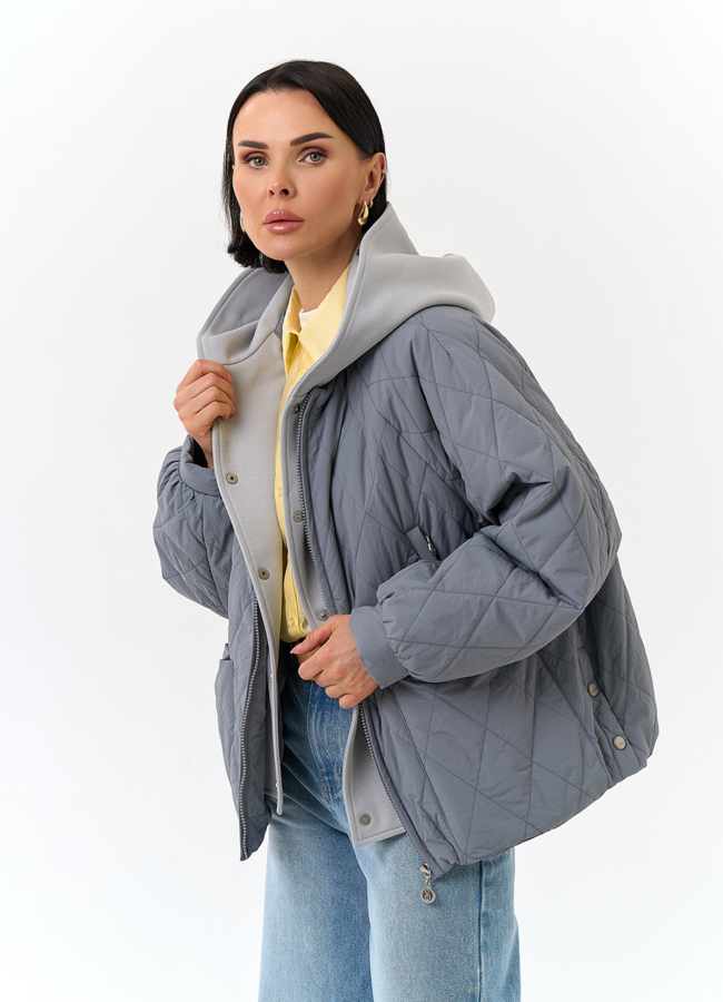 фото Женская куртка с трикотажным капюшоном модель № 32837