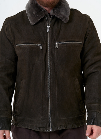 Куртка из натуральной кожи с отделкой из овчины