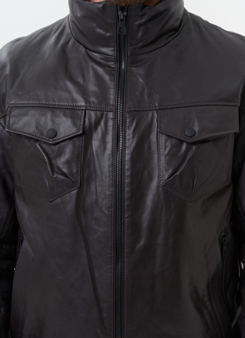 Мужской пуховик из натуральной кожи 