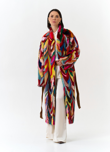 Норковая шуба в стиле пэчворк