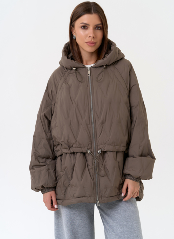 Женская куртка в коричневом цвете с капюшоном Женская куртка в коричневом цвете с капюшоном