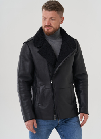 Дубленка мужская черного цвета 