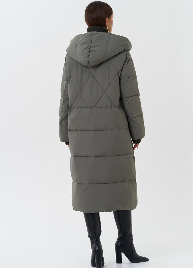 Женский пуховик с манишкой модель № 28565 универмаг малина