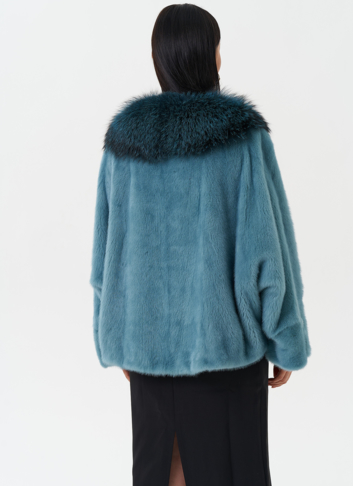 Короткая шуба из норки с мехом из чернобурки 