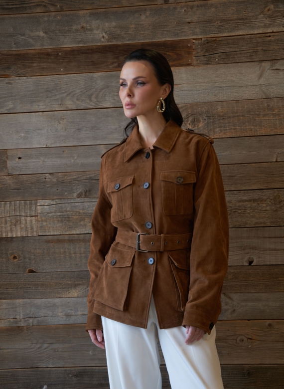 Куртка - сафари женская из натуральной замши