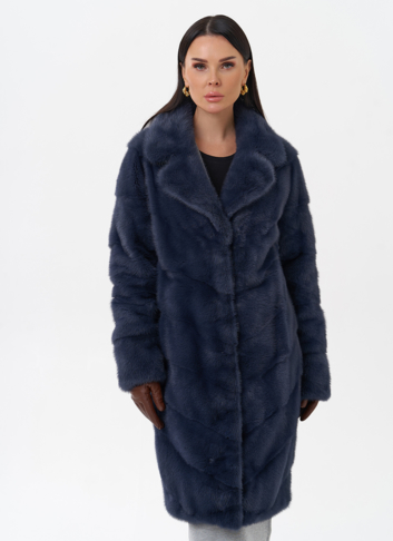 Норковая шуба с английским воротником 