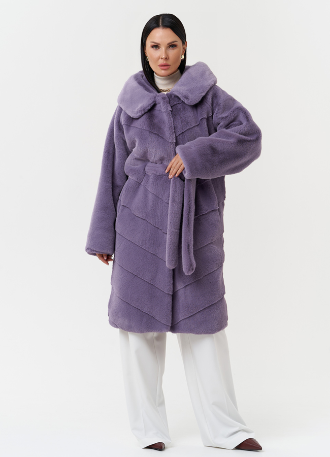 Женская шуба из эко меха с капюшоном модель № 28639 в кредит