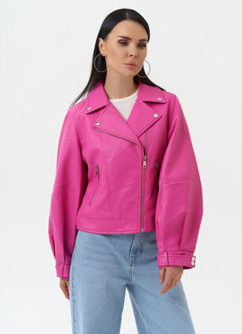 Куртка косуха из эко кожи розового цвета