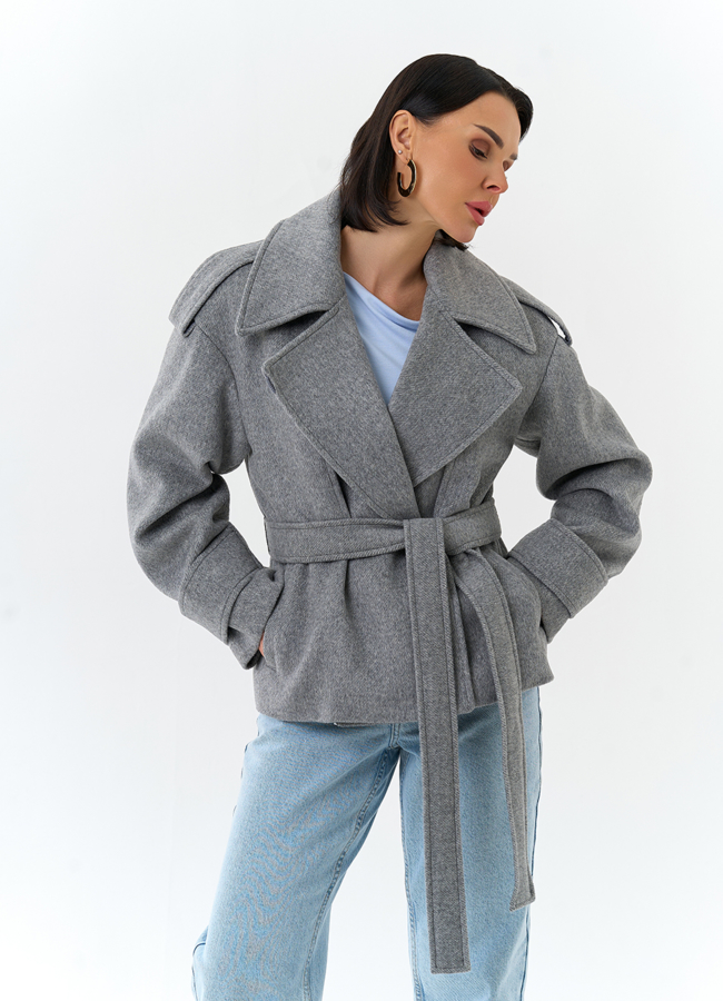 Женское укороченное пальто с английским воротником модель № 32651 универмаг малина