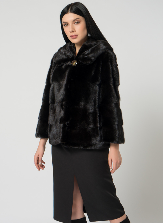 Норковая шуба с капюшоном