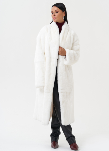 Длинная шуба из меха кролика