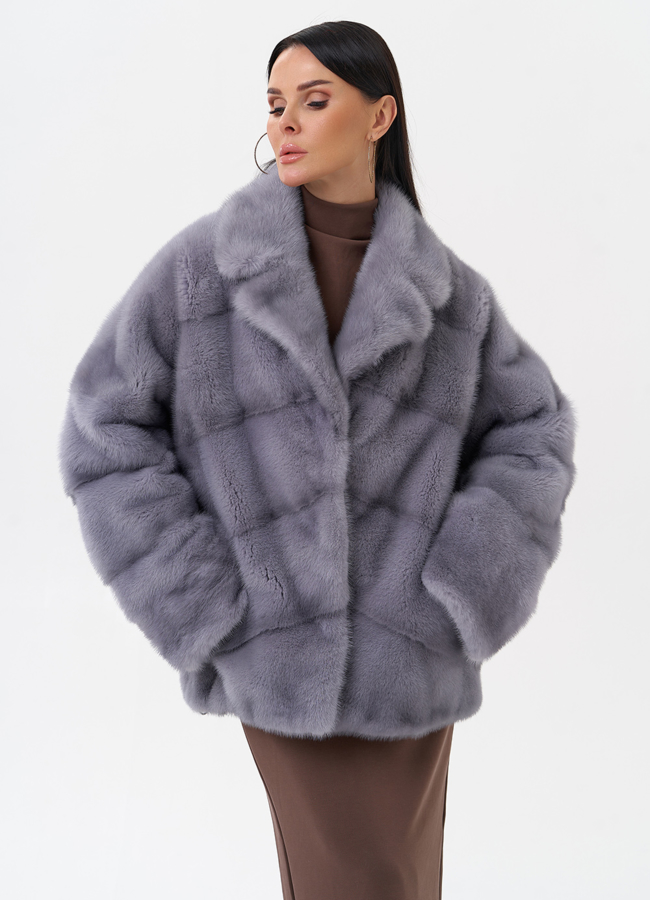 Короткая норковая шуба с английским воротником модель № 29451 универмаг малина