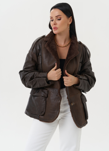 Комбинированная куртка из натуральной кожи и овчины