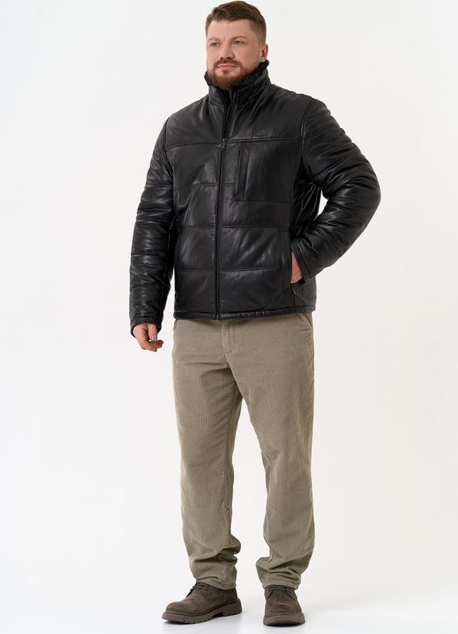 Куртка из натуральной кожи черного цвета модель № 29323 универмаг малина