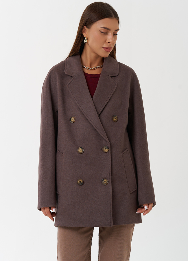 Укороченное двубортное пальто модель № 28310 в рассрочку