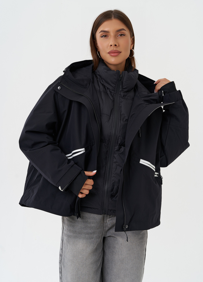 Двойная куртка с капюшоном модель № 28815 в рассрочку