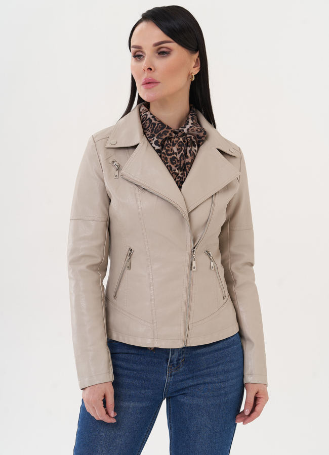 Куртка из эко кожи с отложным воротником модель № 26966 в кредит