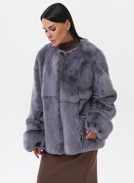 Короткая шуба из меха кролика