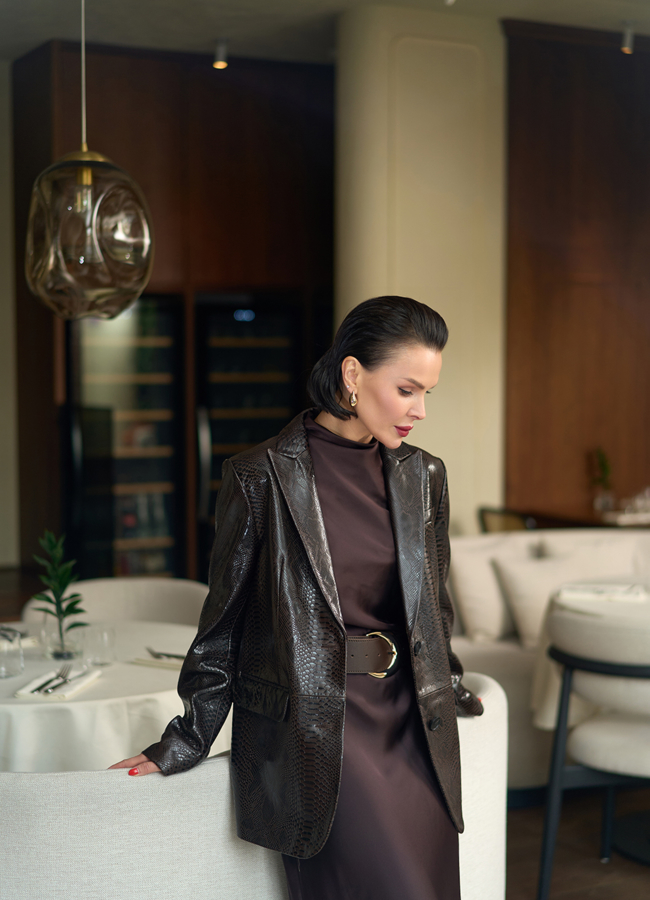 Женский жакет из натуральной кожи модель № 32731 в рассрочку