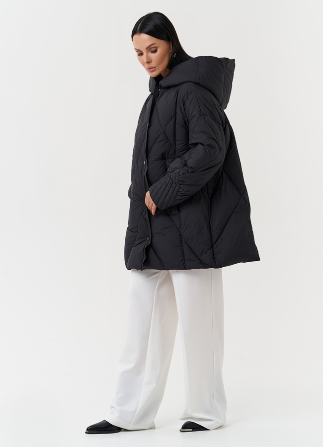 Стеганая куртка с капюшоном модель № 28819 в кредит
