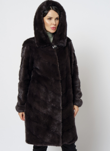 Норковая шуба с капюшоном