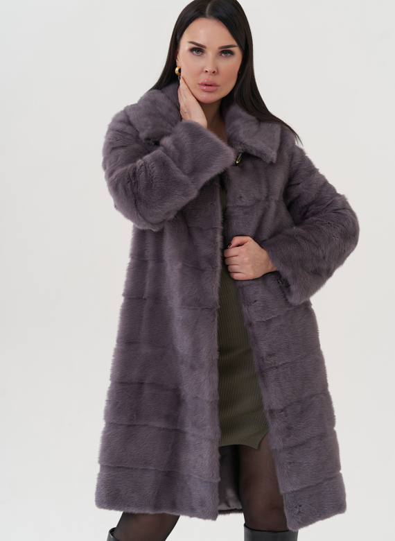 Шуба из норки с капюшоном 