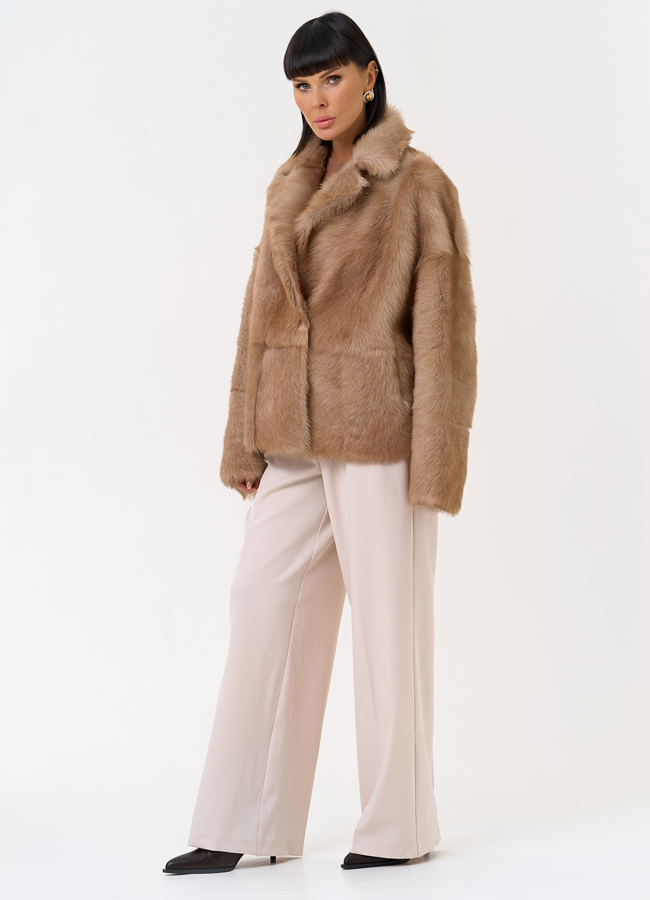 Женская натуральная дубленка с английским воротником модель № 31628 универмаг малина