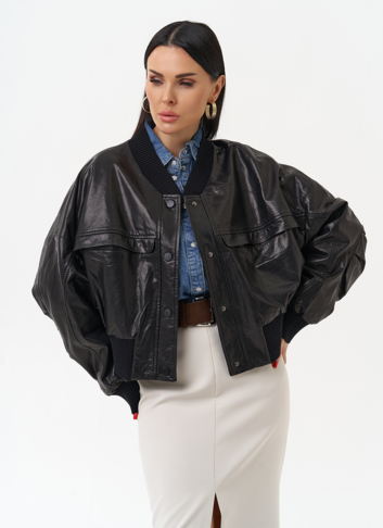 Женская куртка бомбер из натуральной кожи Женская куртка бомбер из натуральной кожи