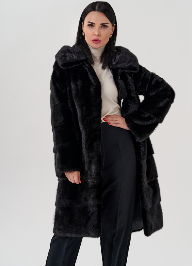 Шуба из норки модель № 24728 меха малина