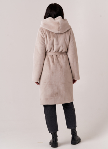 Двусторонняя шуба с капюшоном