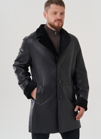 Дубленка мужская черного цвета 