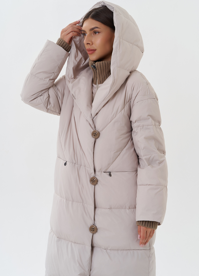 Женский пуховик с капюшоном модель № 28564 универмаг малина