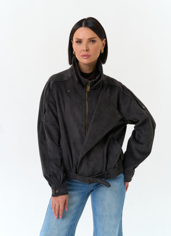 Женская куртка бомбер из эко замши